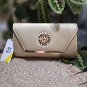 Christian Lacroix Gold Clutch with Logo Accent